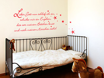 Wandmotiv ber dem Bett: schnes Gute-Nacht-Gebet fr das Kinderzimmer