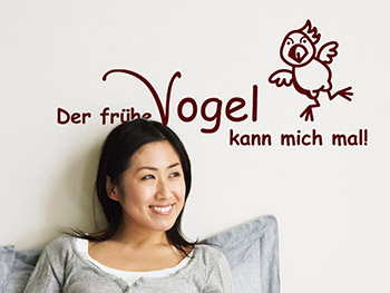 Der frhe Vogel... Wandtattoo Spruch im Schlafzimmer