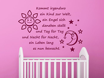 Baby Wandtattoo Kommt irgendwo... ber dem Babybett