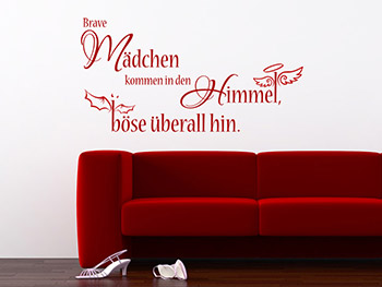 Wandtattoo-Spruch ber brave und bse Mdchen ber dem Sofa