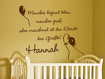 Baby Wandtattoo ber dem Babybett mit Name