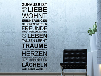 Wandtattoo Spruch Zuhause im Flur