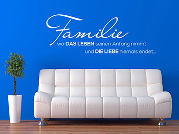 Wandtattoo Wo die Liebe niemals endet auf blauer Wand