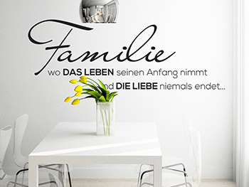 Spruch ber die Familie im Esszimmer als Wandtattoo