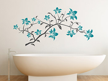 Wandtattoo Zweig mit Lilien im Badezimmer
