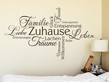 Zuhause Worte als Wandtattoo im Schlafzimmer