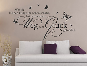 Wandtattoo Spruch ...Weg zum Glck gefunden... im Wohnzimmer