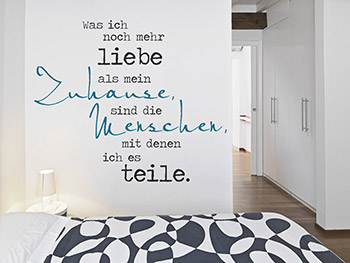 Wandtattoo Menschen mit denen ich mein Zuhause teile im Schlafzimmer