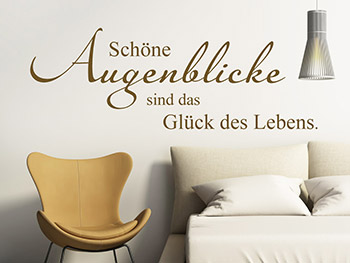 Wandtattoo Spruch ber das Glck des Lebens im Schlafzimmer