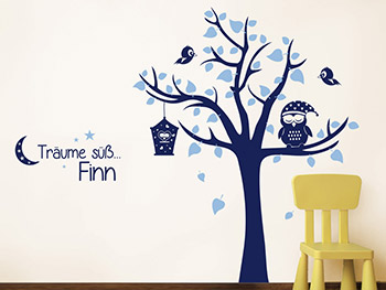 Wandtattoo Baum Trume S.. mit Name im Jungenzimmer