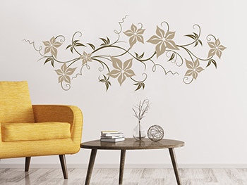 Wandtattoo Passionsblume mit Blten auf dunkler Wand