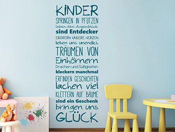 Wandtattoo Kinder bringen uns Glck Spruch im Kindergarten