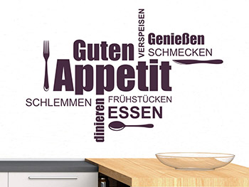 Wandtattoo Guten Appetit Begriffe in violetter Farbe