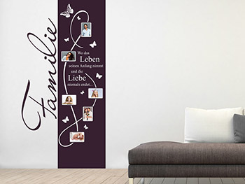 Wandtattoo Fotobanner Familie - Wo das Leben seinen nimmt in Violett