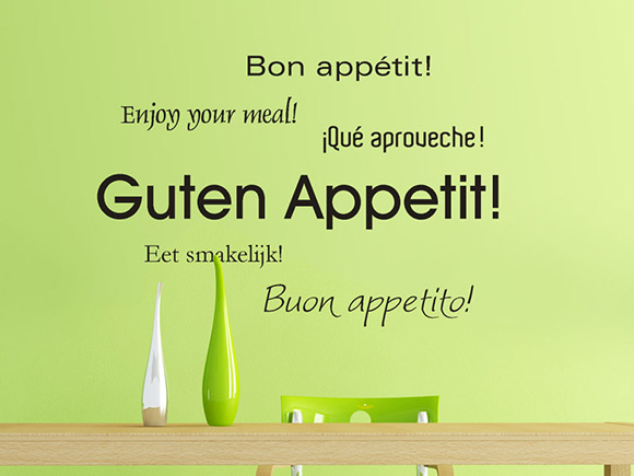 Wandtatto Guten Appetit in 6 Sprachen