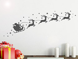 Wandtattoo Weihnachtsmann mit Schlitten