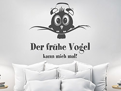 Wandtattoo Der frhe Vogel mit Wecker